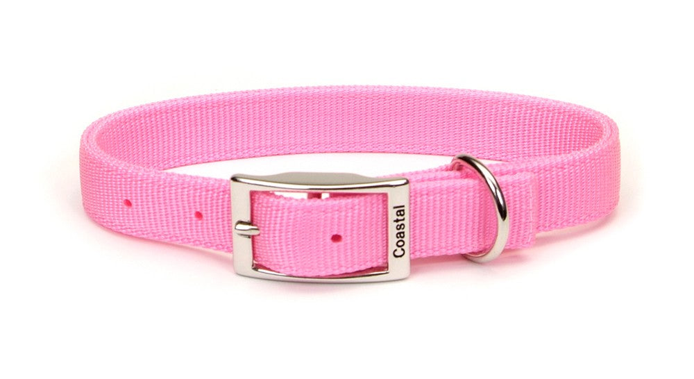 Coastal DoublePly Nylon Dog Collar Pink Bright 1ea/1 In X 22 in Pet