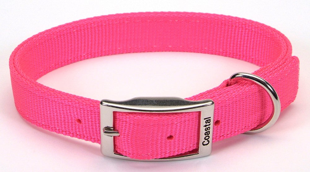 Coastal DoublePly Nylon Dog Collar Neon Pink 1ea/1 In X 20 in Pet